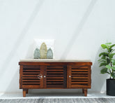 Modern Sheesham Wood Shoe Rack Bench - Honey Finish Arina Living