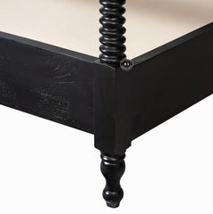 Mango wood Poster Bed Without Storage - King Size, Black Finish Arina Living