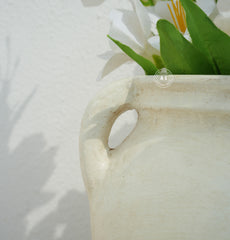 Ivory Black Floral Hand-Painted Decorative Ceramic Vase Arina Living