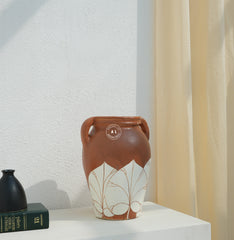Rustic Terracotta and Ivory Decorative Flower Vase Arina Living