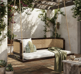 Prestow Air - Reversible Sheesham Wood rattan Swing Chair - Walnut finish Arina Living