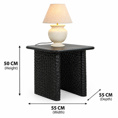 Etch Mango wood side table - Black finish Arina Living