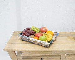 Basket Handcrafted Natural Woven Storage Tray with Handles Arinaliving