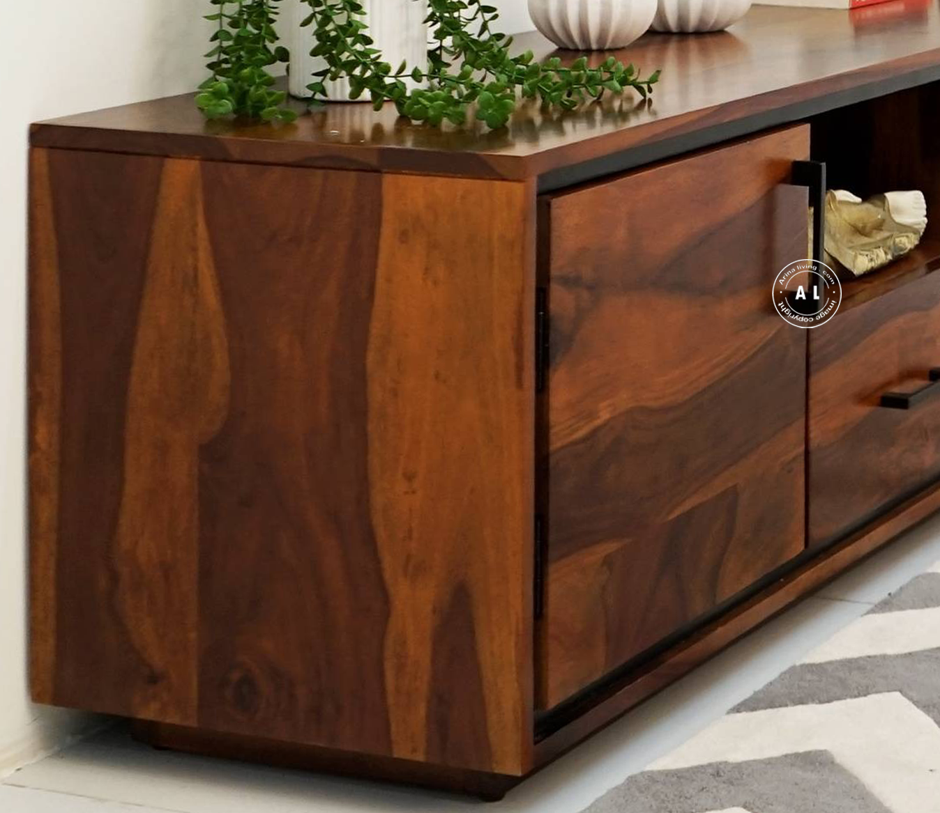 Archibold Sheesham wood Tv Unit - Honey finish