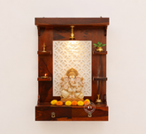 Lief Sheesham Wood Hanging Temple for Home with Drawer – Honey Finish Arina Living