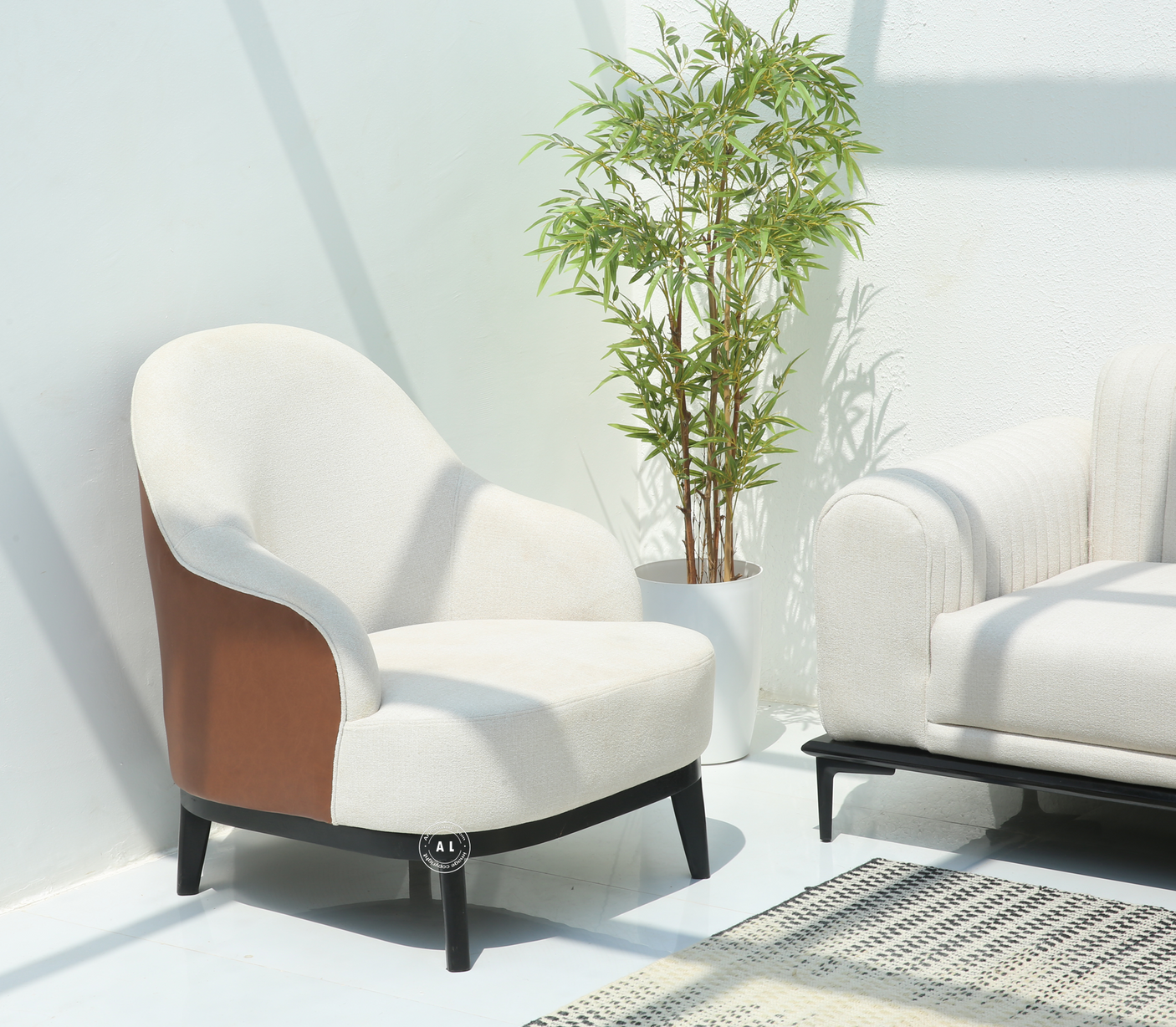 Aura 3 Seater Living Room Sofa Set with 2 Accent Arm Chairs