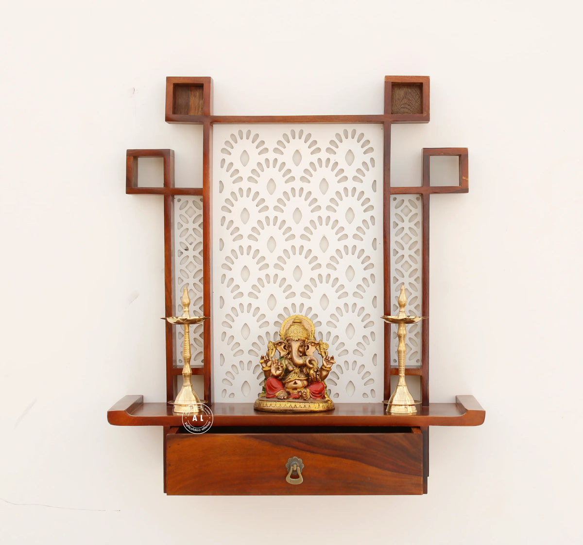 Plux Sheesham Wood Hanging Temple for Home - Honey finish Arina Living