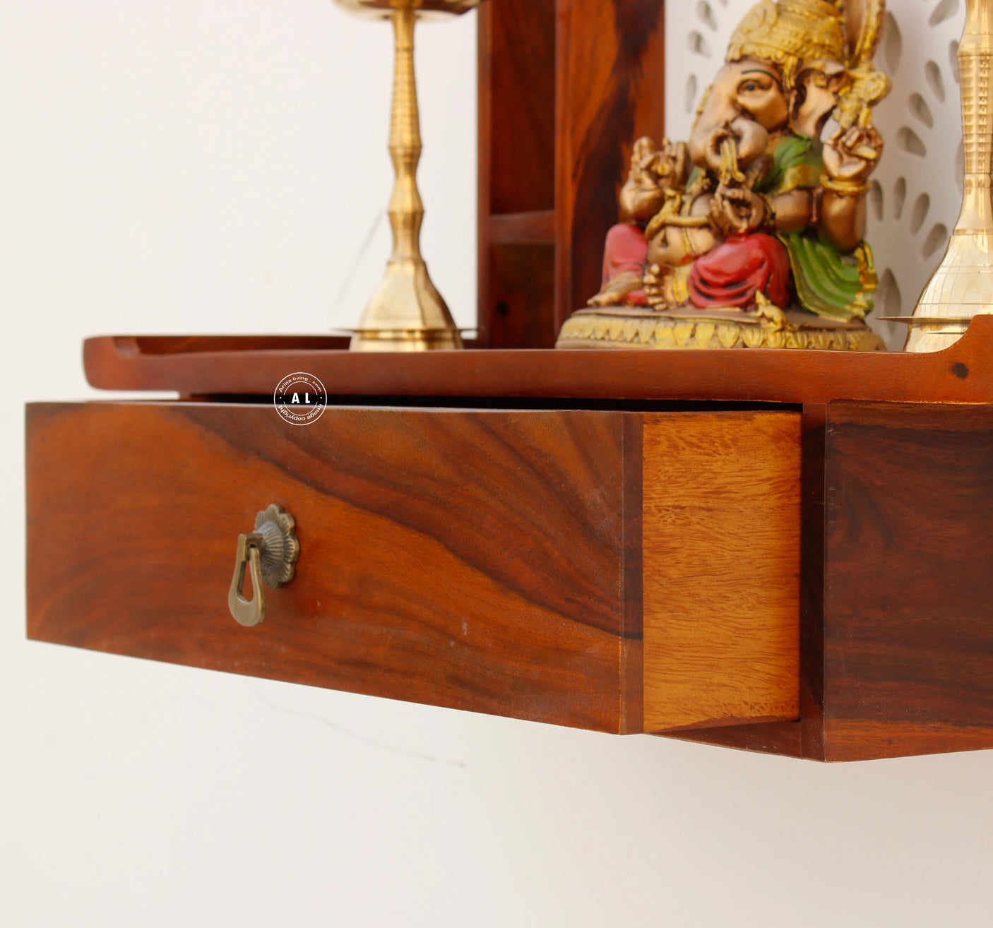 Plux Sheesham Wood Hanging Temple for Home - Honey finish Arina Living