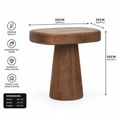 Vanity Mango wood side table - Walnut finish Arina Living
