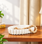 Fractal White Sculpted Paper Mache Tray Arina Living