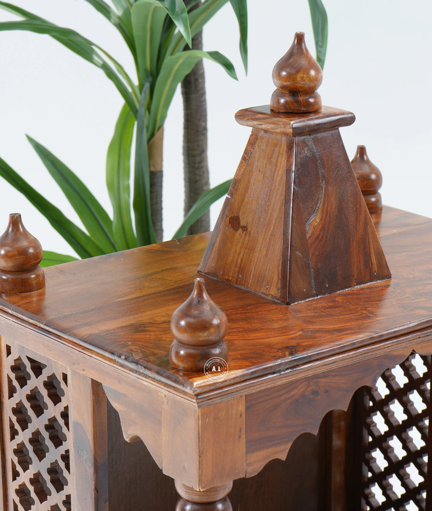 Ryland Solid Wood Home Temple with Drawer – Teak Finish