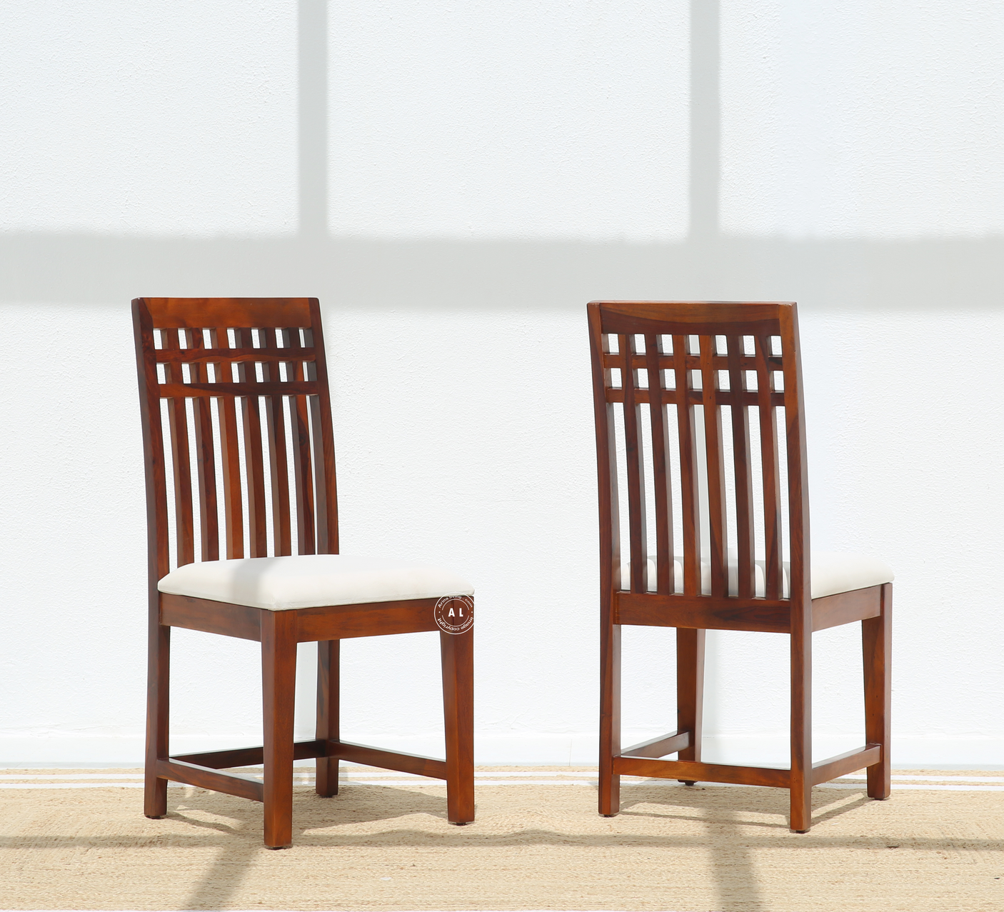 Hustle Sheesham Wood Dining Chair with Cushioned Seat – Honey Finish (1 Piece)