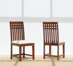 Hustle Sheesham Wood Dining Chair with Cushioned Seat – Honey Finish , Single Piece Arina Living