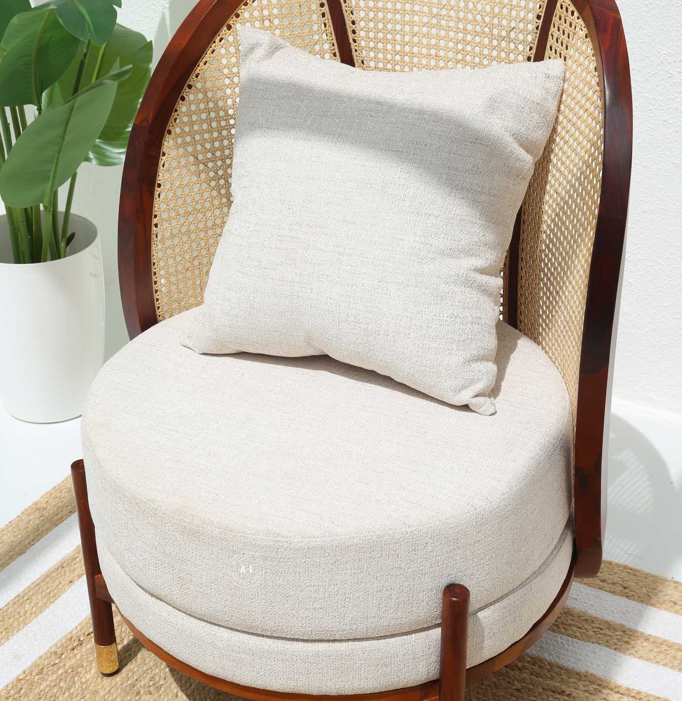 Spectrum Sheesham Wood Lounge Chair with Cane - Honey Finish