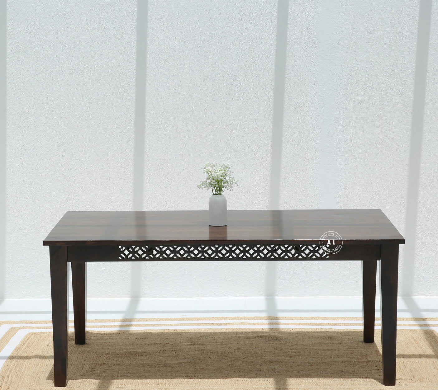 Honor Sheesham Wood 6 Seater Dining Table – Walnut Finish Arina Living