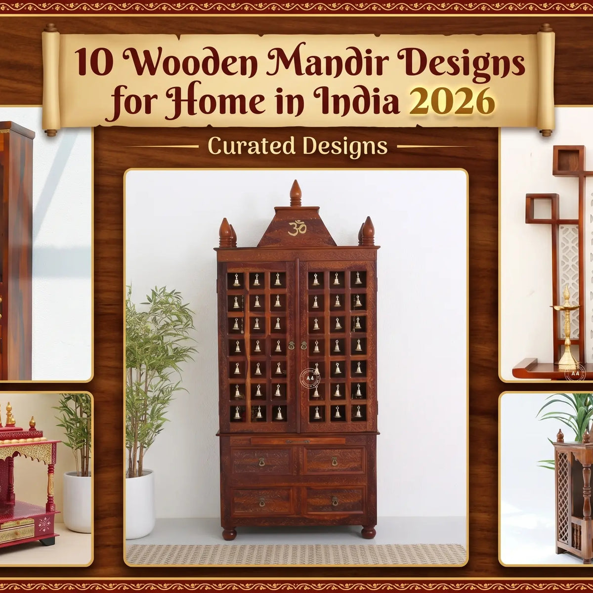 10 Wooden Mandir Designs for Home in India 2026 – Arinaliving