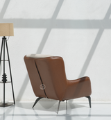Native Wooden Lounge Chair – Premium Rexine & Cotton Upholstered Accent Chair with Metal Legs
