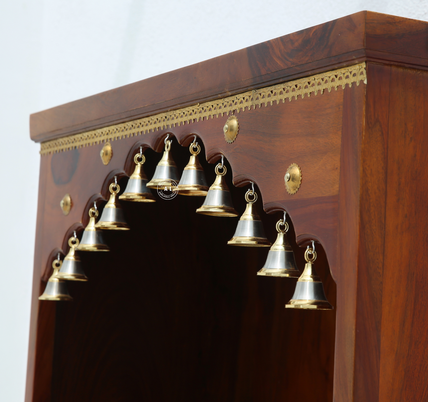 Hype Sheesham Wood Floor Standing Temple with Doors & Drawers - Honey finish