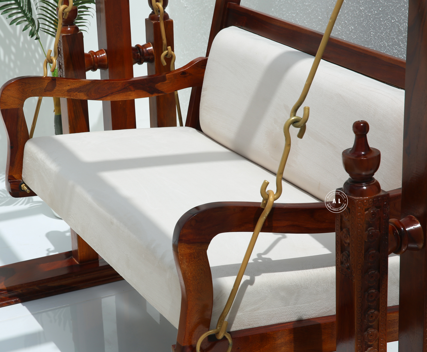 Quant Sheesham Wood Indoor Swing (Jhula) with Cushion - Honey finish