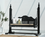 Pulse Wooden Carved Swing – Solid Mango Wood Black Finish Jhula for Home