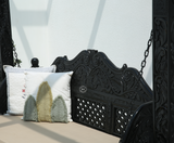 Pulse Wooden Carved Swing – Solid Mango Wood Black Finish Jhula for Home