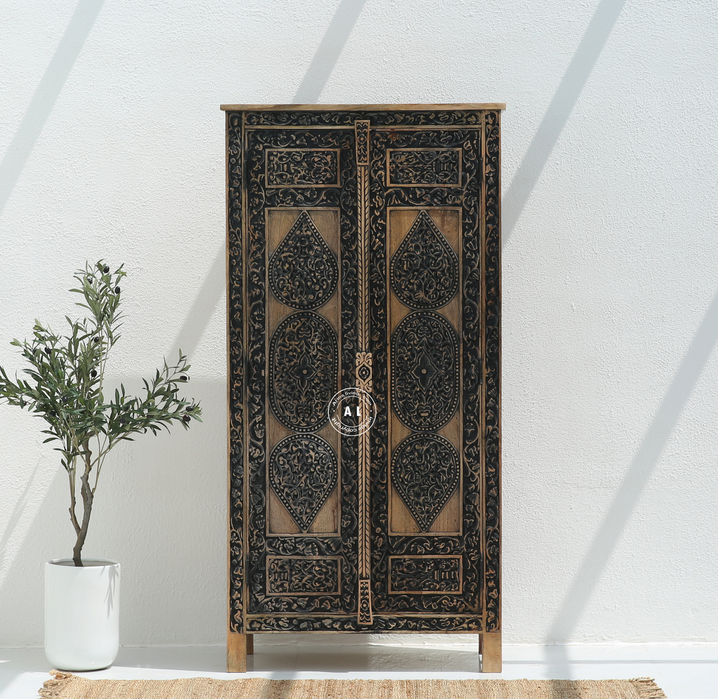 Dea Wooden Carved  Wardrobe with 2 Door