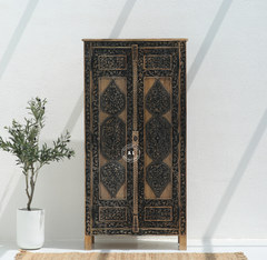 Dea Wooden Carved  Wardrobe with 2 Door Arina Living