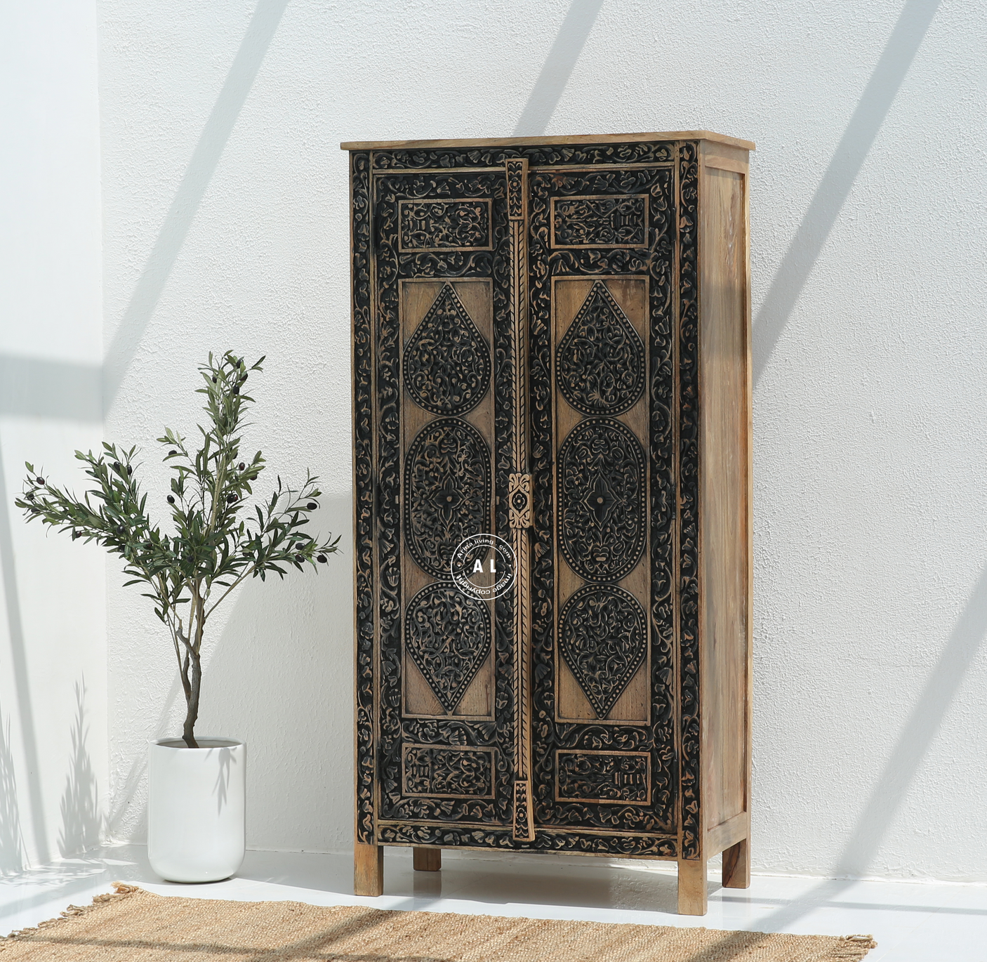 Dea Wooden Carved  Wardrobe with 2 Door