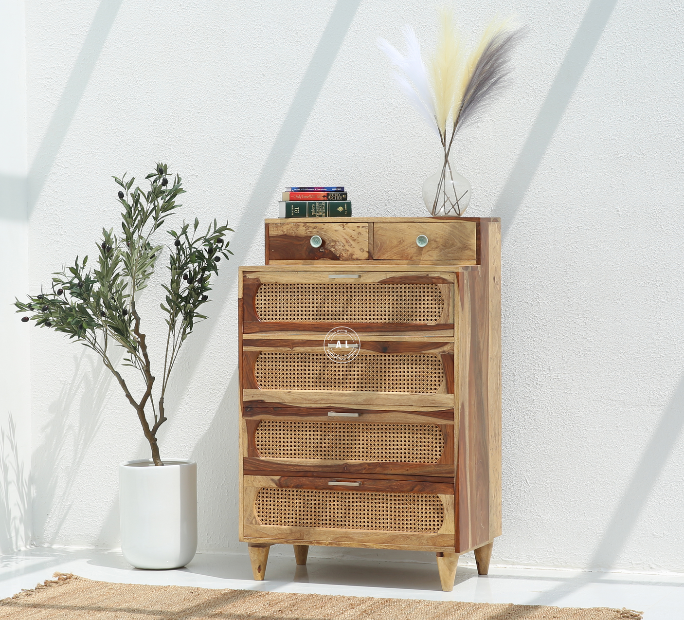 Nero Solid Mango Wood 6 Drawer Chest of Drawers – Natural Finish