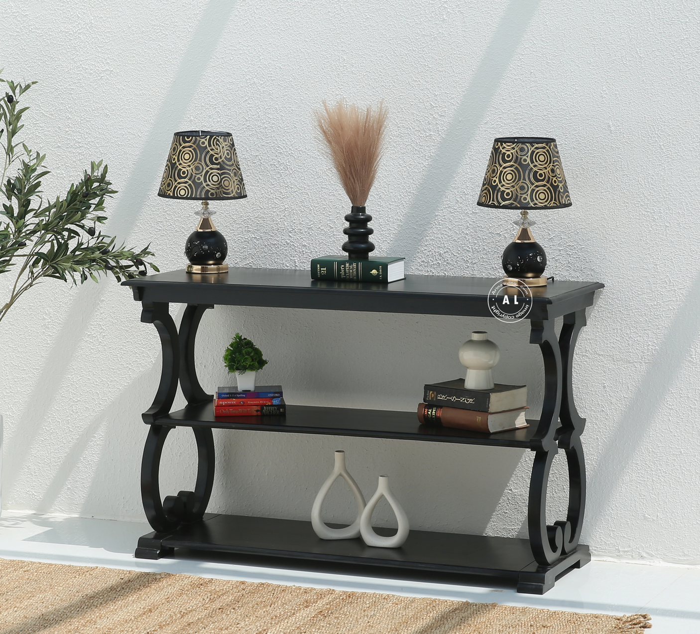 Forest mango wood console table - Black finish
