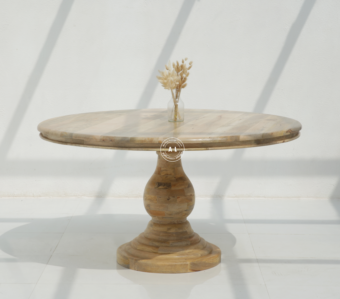 Solid Mango Wood Round Dining Table – Natural Finish Arina Living