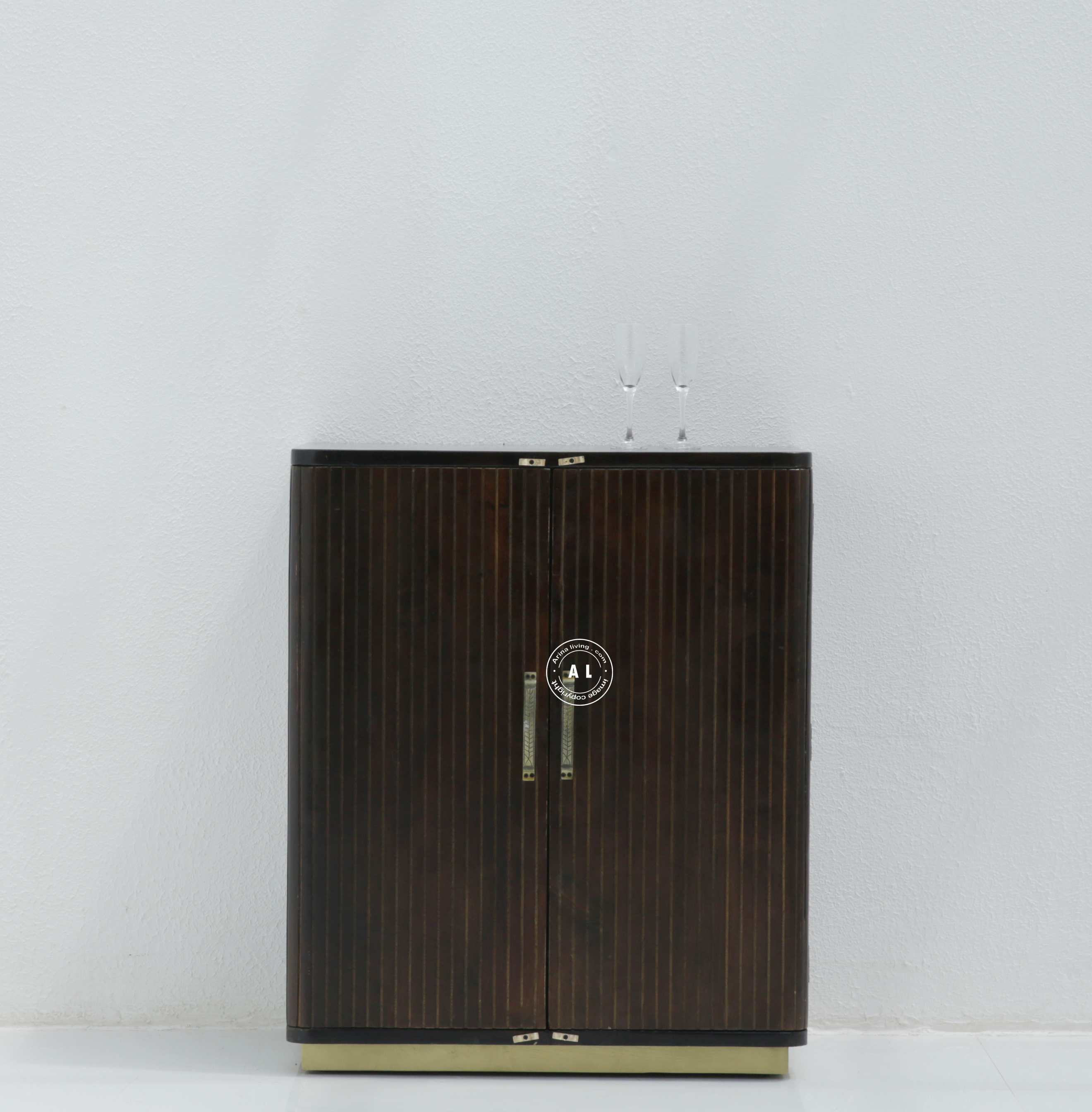 Anston Mango Wood Large Bar Cabinet – Walnut Finish Arina Living