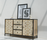Franko Solid Mango Wood and Iron 3 Drawers & 2 Doors Sideboard