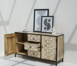 Franko Solid Mango Wood and Iron 3 Drawers & 2 Doors Sideboard