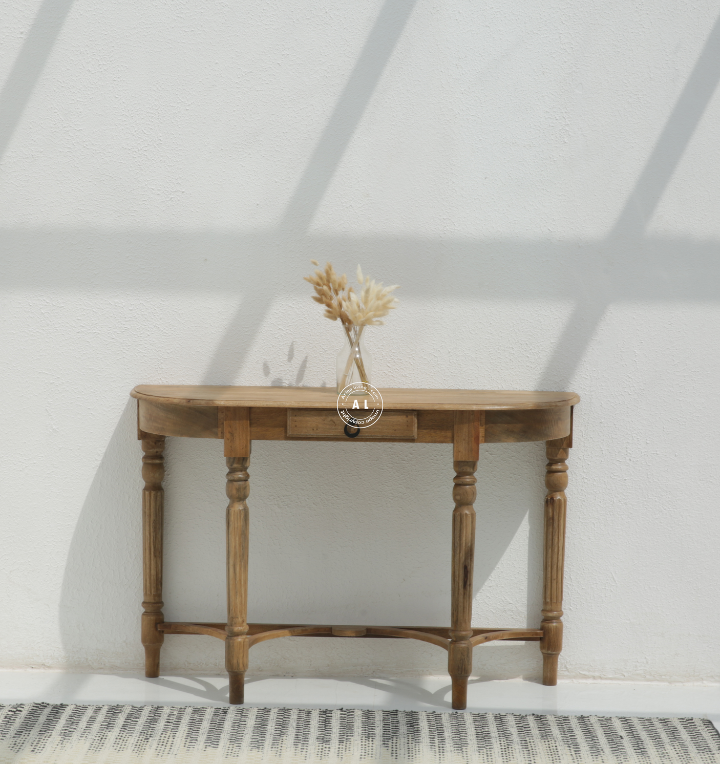 Bloxsom Solid Mango Wood Console Table with Drawer