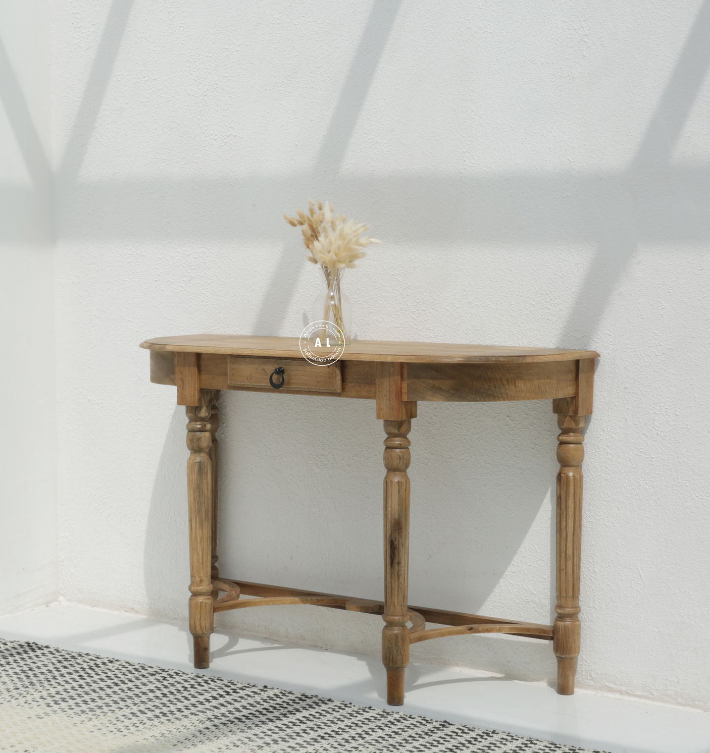 Bloxsom Solid Mango Wood Console Table with Drawer