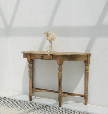 Bloxsom Solid Mango Wood Console Table with Drawer Arina Living