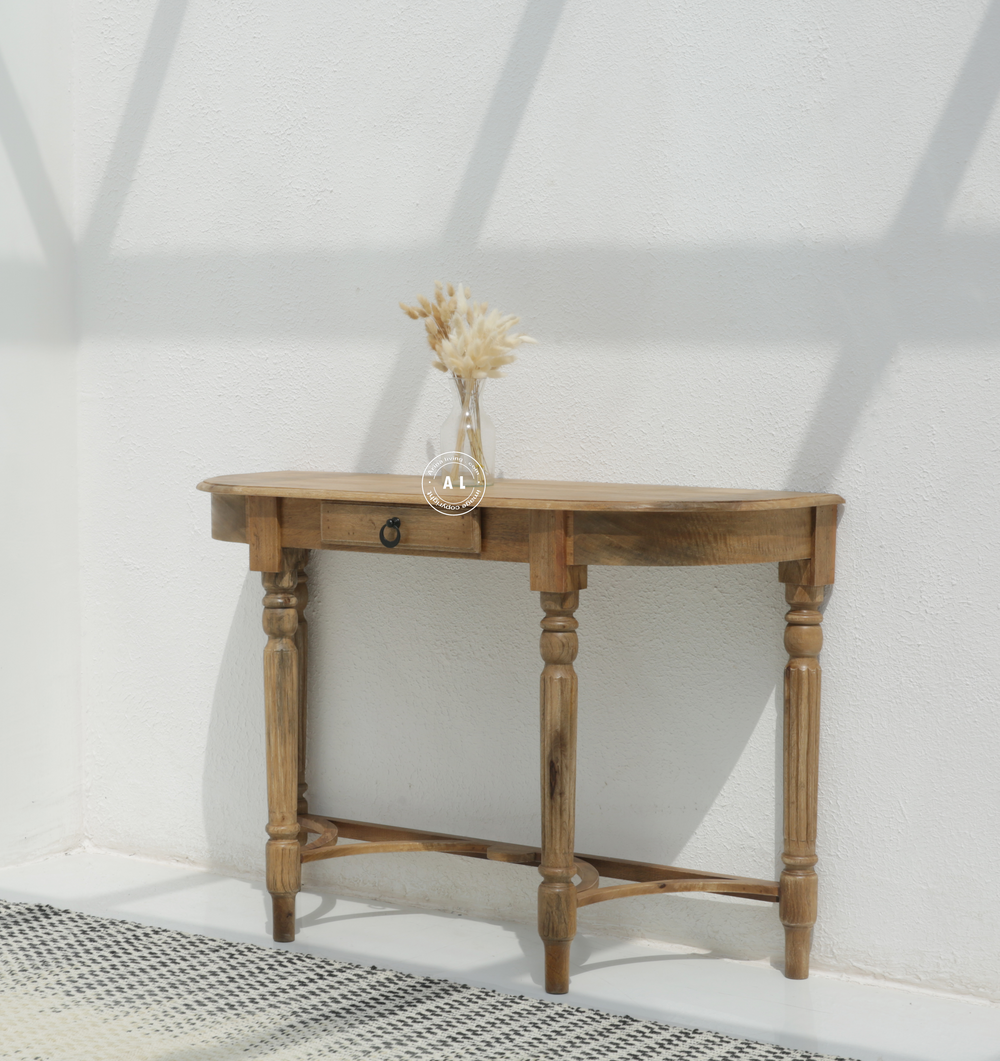 Bloxsom Solid Mango Wood Console Table with Drawer Arina Living