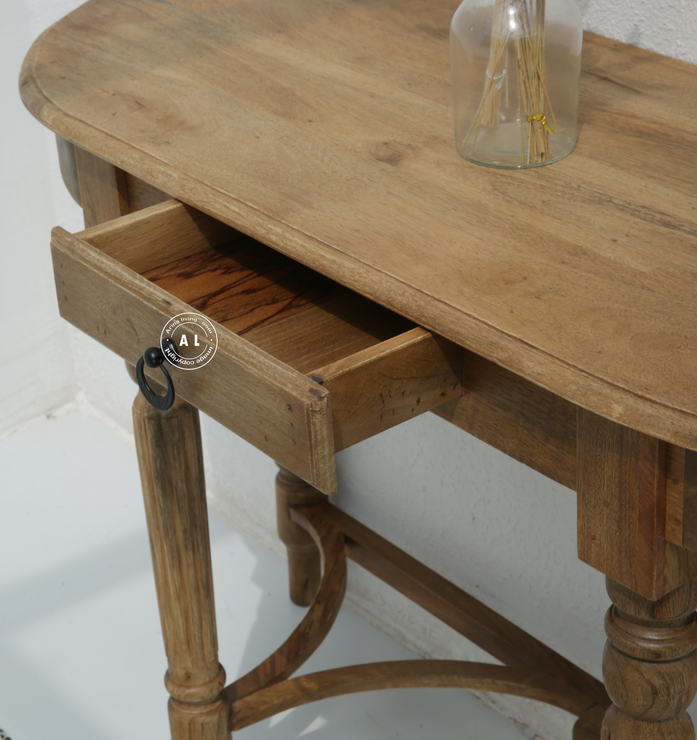 Bloxsom Solid Mango Wood Console Table with Drawer