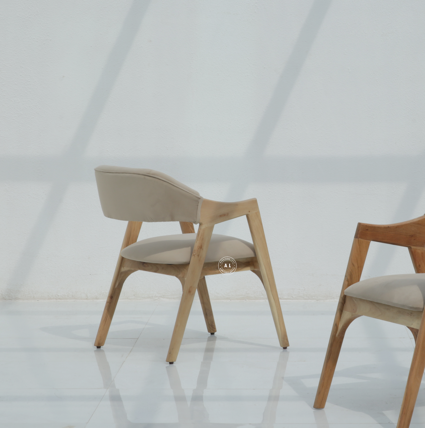 Soini Wooden Dining Chair with Upholstered Cushioned Seat – Natural Finish