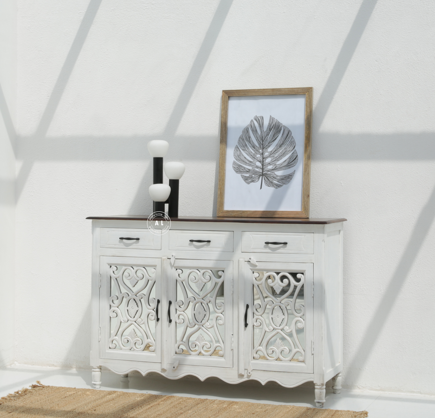 Morley Wooden 3 Door 3 Drawer Cabinet – White Finish