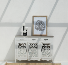 Morley Wooden 3 Door 3 Drawer Cabinet – White Finish Arina Living