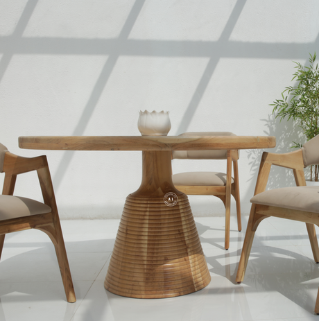 Awalt Acacia Wood Round Dining Table – Natural Finish Arina Living