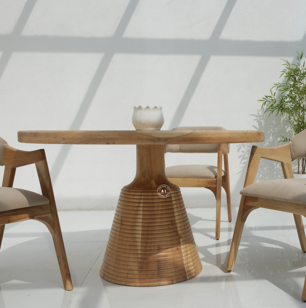 Awalt Acacia Wood Round Dining Table – Natural Finish Arina Living