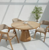 Awalt Acacia Wood Round Dining Table – Natural Finish