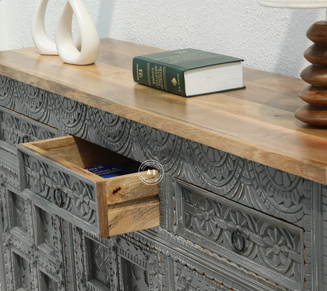 Lenworth Wooden 3 Door 3 Drawer Sideboard Arina Living