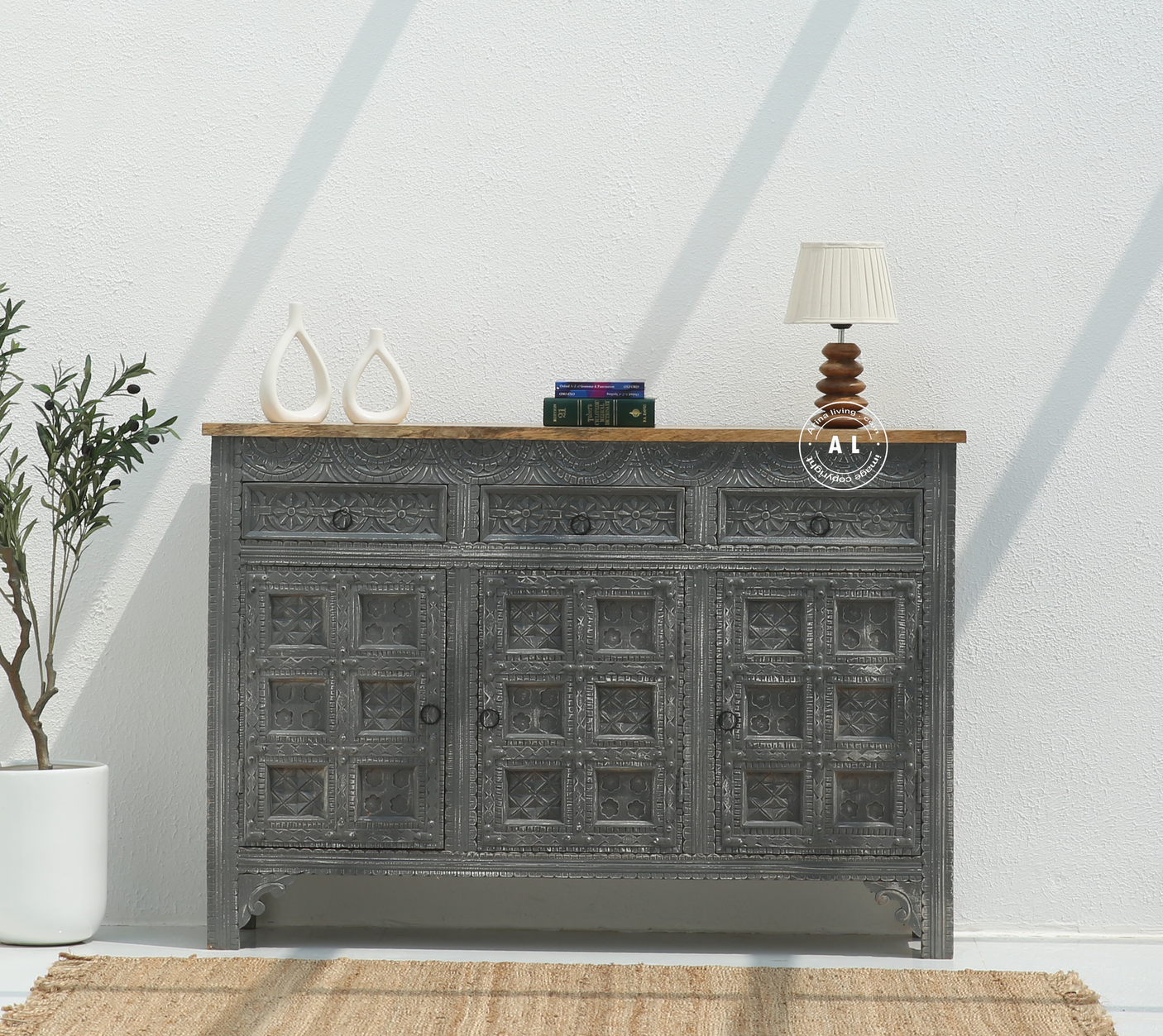 Lenworth Wooden 3 Door 3 Drawer Sideboard