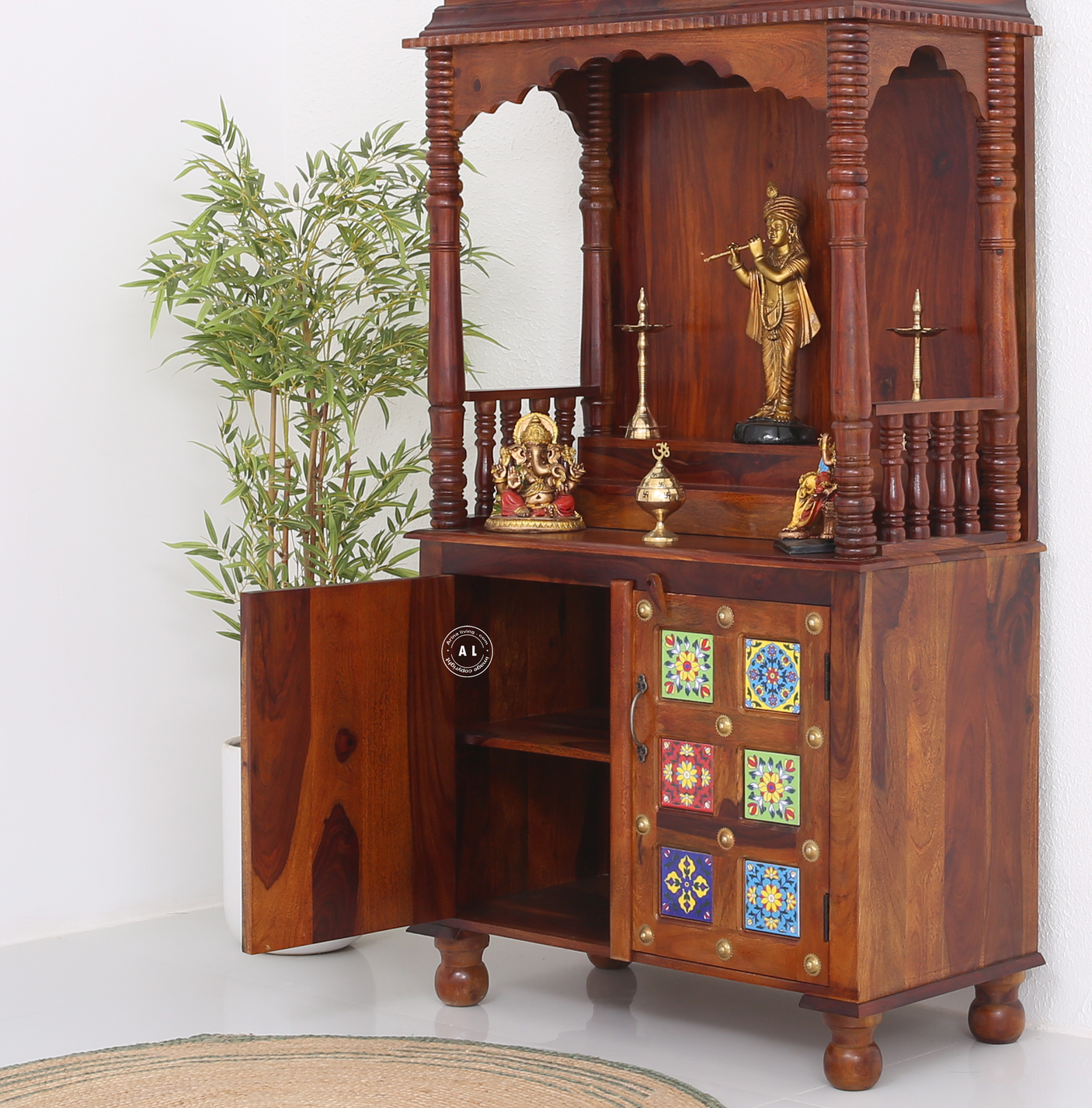 Flow Wooden Temple with Storage - Honey finish