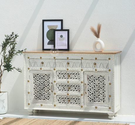 Crotzer Wooden Carved Sideboard Arina Living