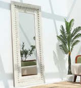 Mellor Mango wood Carving Mirror Frame – White Finish